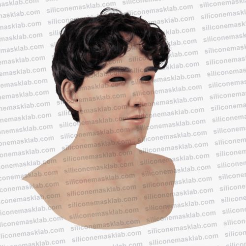 premium youthful male silicone mask young-man side profile