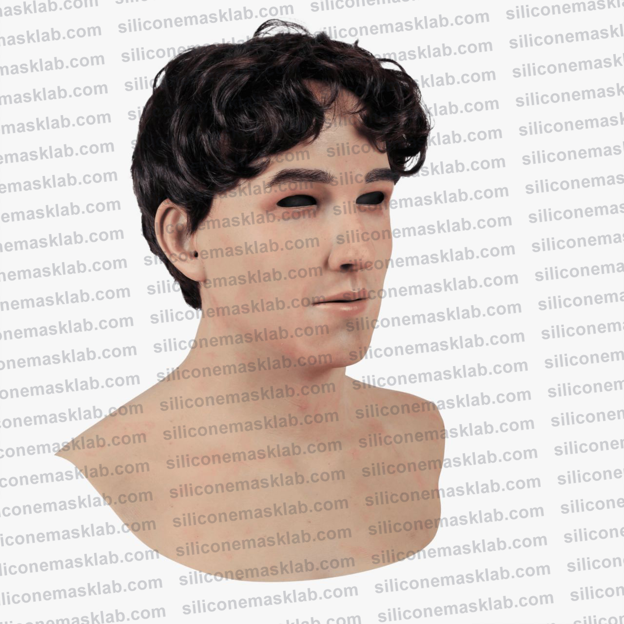 premium youthful male silicone mask young-man side profile