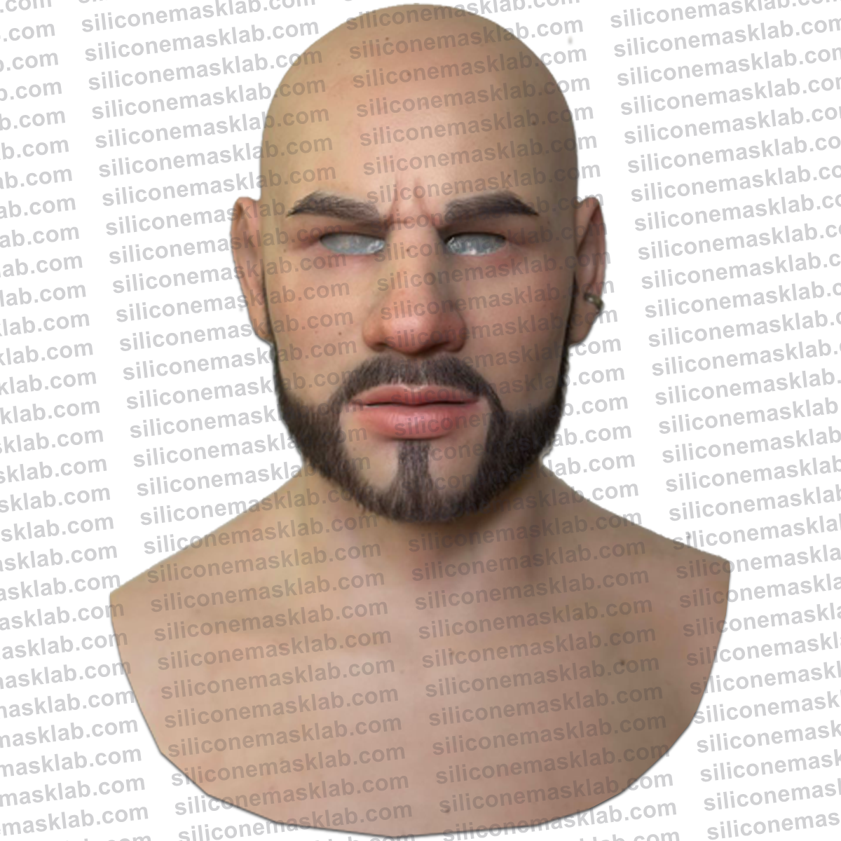 realistic bearded face silicone mask warrior