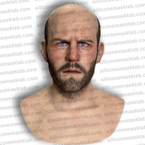 bearded silicone mask male front view