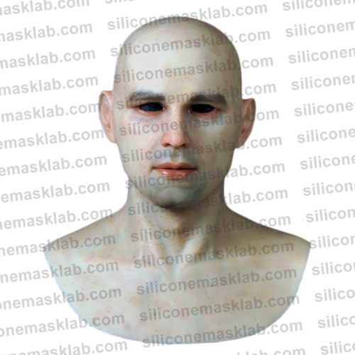 smlab realistic bald caucasian male silicone mask front view
